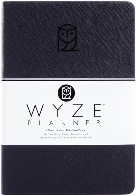 Undated Daily Planner – 6-Month A5 Productivity Organizer with Full Page Per Day, Hourly Schedule, Goal Setting, Habit Tracker, Weekly & Monthly Pages – Hardcover Time Management Notebook (Black)